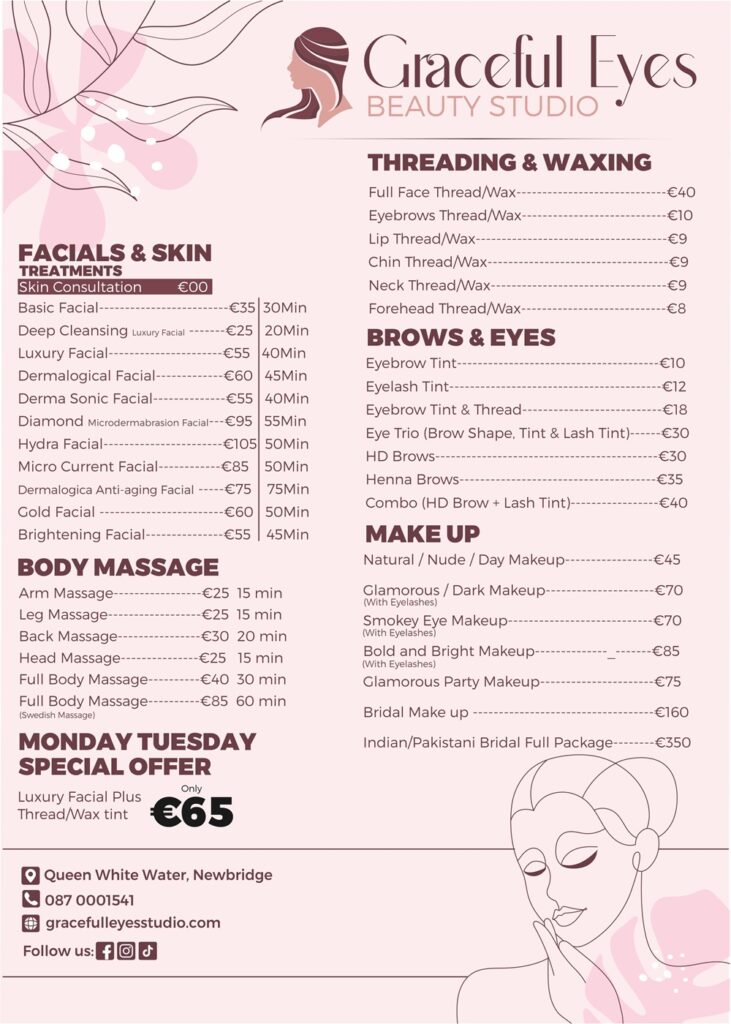 Graceful Eyes Beauty Studio Menu